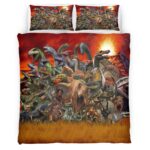 Housse De Couette Les Dinosaures de Jurassic World 3 Parure de lit Ensemble De Literie
