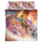 Housse De Couette The Legend of Zelda – Link & Princesse Zelda Tous les Personnages 3 Parure de lit Ensemble De Literie