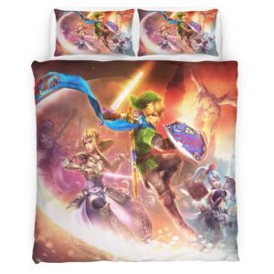 Housse De Couette The Legend of Zelda – Link & Princesse Zelda Tous les Personnages 3 Parure de lit Ensemble De Literie