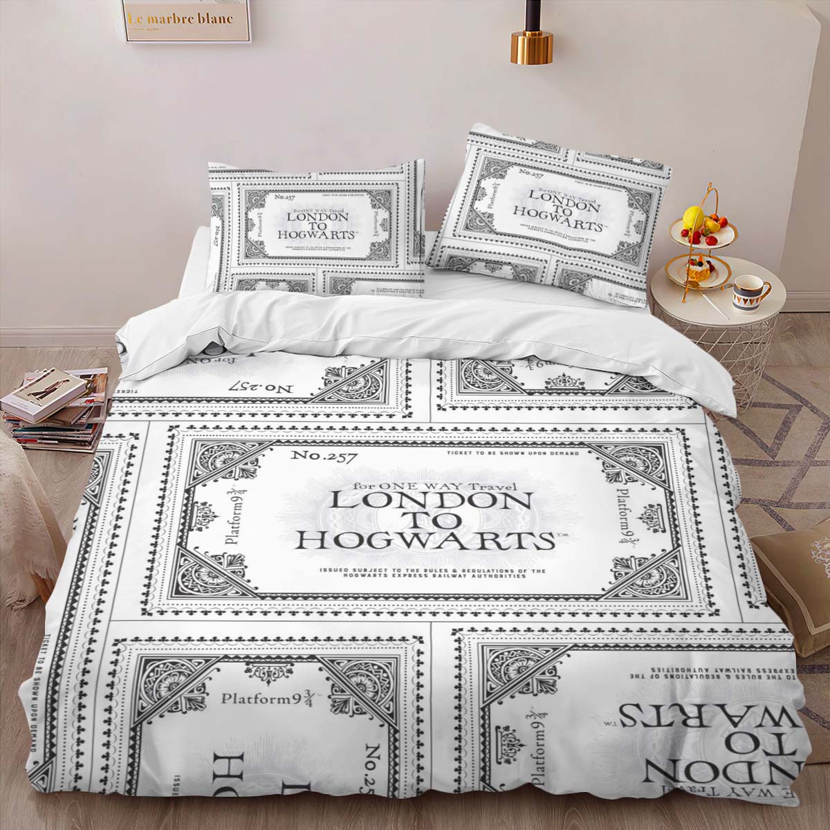 Housse De Couette Billet Poudlard Express Quai 9¾ Harry Potter 02 Parure de lit Ensemble De Literie – Image 2