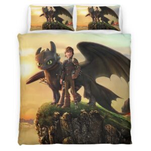 Housse De Couette Krokmou et Harold Dragons 02 Parure de lit Ensemble De Literie