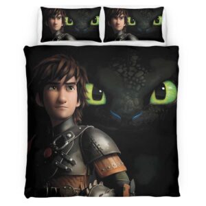 Housse De Couette Krokmou et Harold Dragons Parure de lit Ensemble De Literie