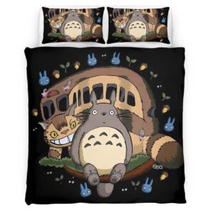 Housse De Couette Totoro à l’Arrêt de Bus 2 Parure de lit Ensemble De Literie