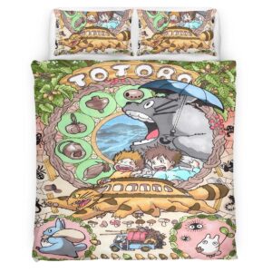 Housse De Couette Totoro à l’Arrêt de Bus Parure de lit Ensemble De Literie
