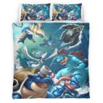 Housse De Couette Pokémon Type Eau 4 Parure de lit Ensemble De Literie