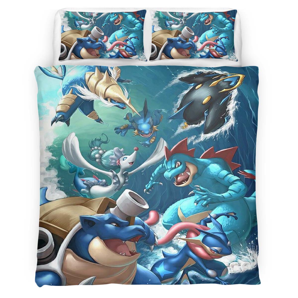 Housse De Couette Pokémon Type Eau 4 Parure de lit Ensemble De Literie