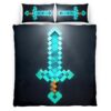 Housse De Couette Épée enchantée Minecraft Parure de lit Ensemble De Literie