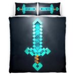 Housse De Couette Épée enchantée Minecraft Parure de lit Ensemble De Literie