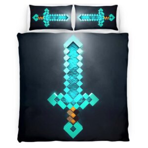 Housse De Couette Épée enchantée Minecraft Parure de lit Ensemble De Literie