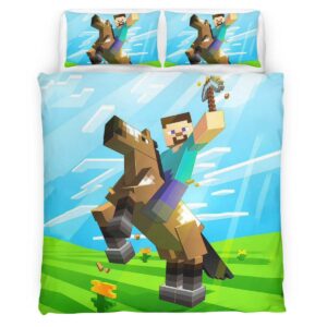 Housse De Couette Herobrine personnage Minecraft à cheval Parure de lit Ensemble De Literie
