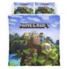 Housse De Couette Minecraft Tous les Personnages Steve et Loup Parure de lit Ensemble De Literie